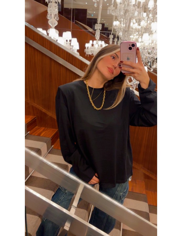 T-shirt oversize epaulette noir