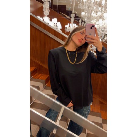 T-shirt oversize epaulette noir