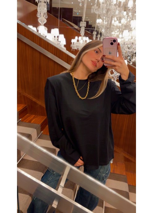 T-shirt oversize epaulette noir