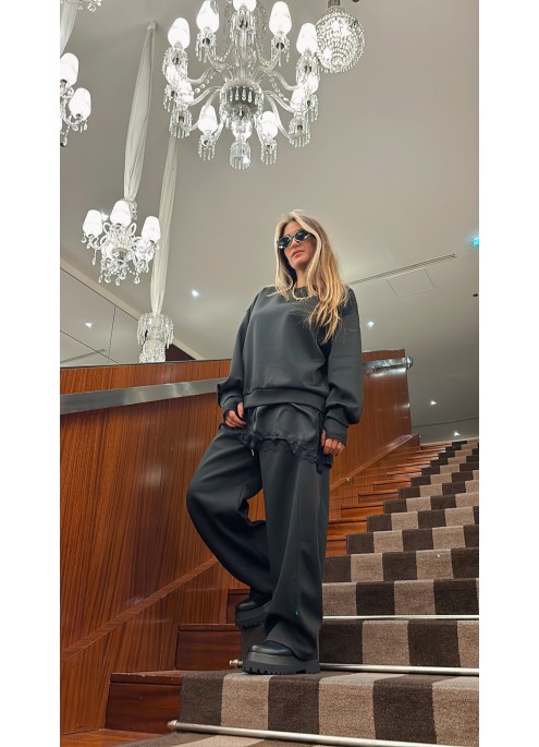 Ensemble jogging dentelle oversize