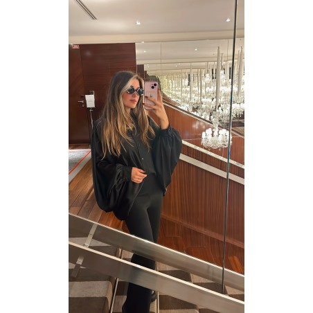 Chemise manche ballon noir
