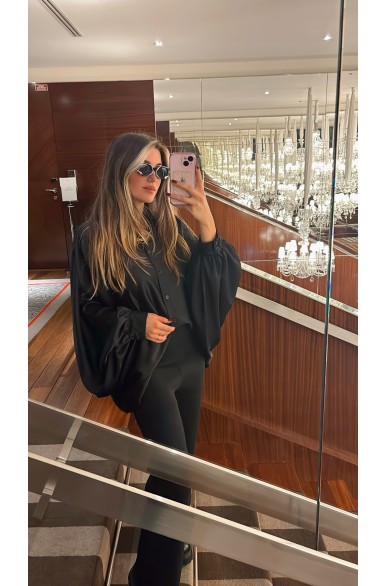 Chemise manche ballon noir