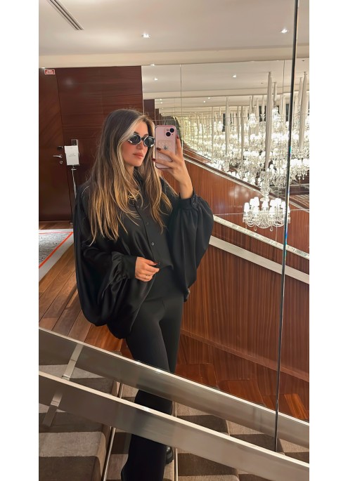 Chemise manche ballon noir