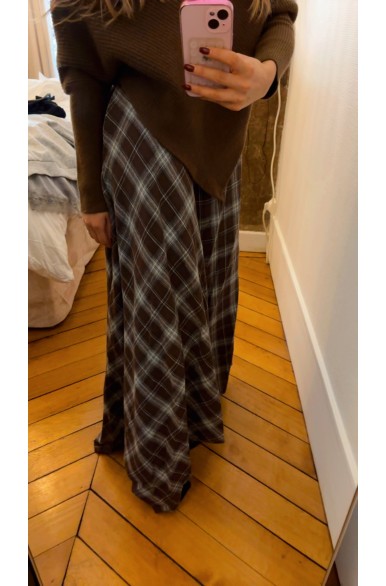 JUPE LONGUE A CARREAUX EVASE