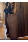 JUPE LONGUE A FRANGE STYLE DAIM