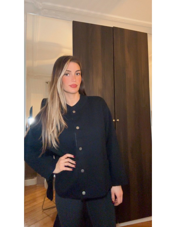 Gilet Maille large a bouton