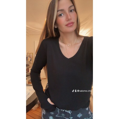 Top mitaine col V