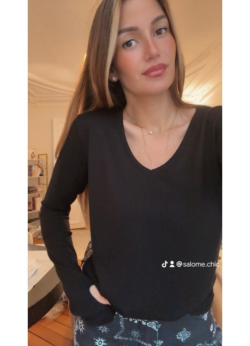 Top mitaine col V